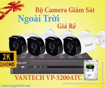 Bộ camera siêu nét giá rẻ Utra HD giám sát cho Kho Hàng Nhà Xưởng công nghệ mớiBộ Camera Thân 5.0Mp Cao Cấp Vantech VP-5200A/T/C,Vantech VP-5200A/T/C,Vantech